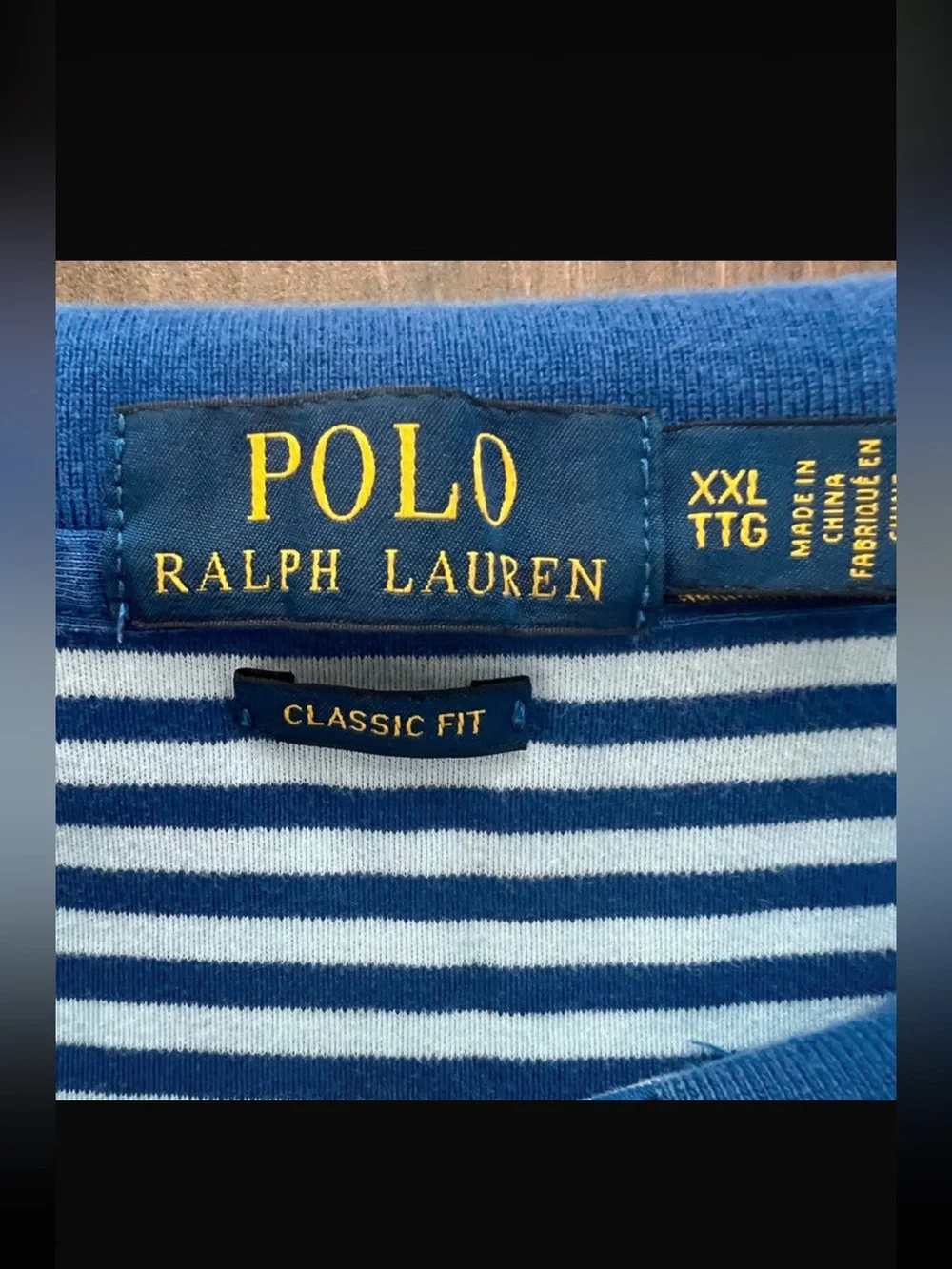 Polo Ralph Lauren Blue and White Striped Polo Classic Fit XXL